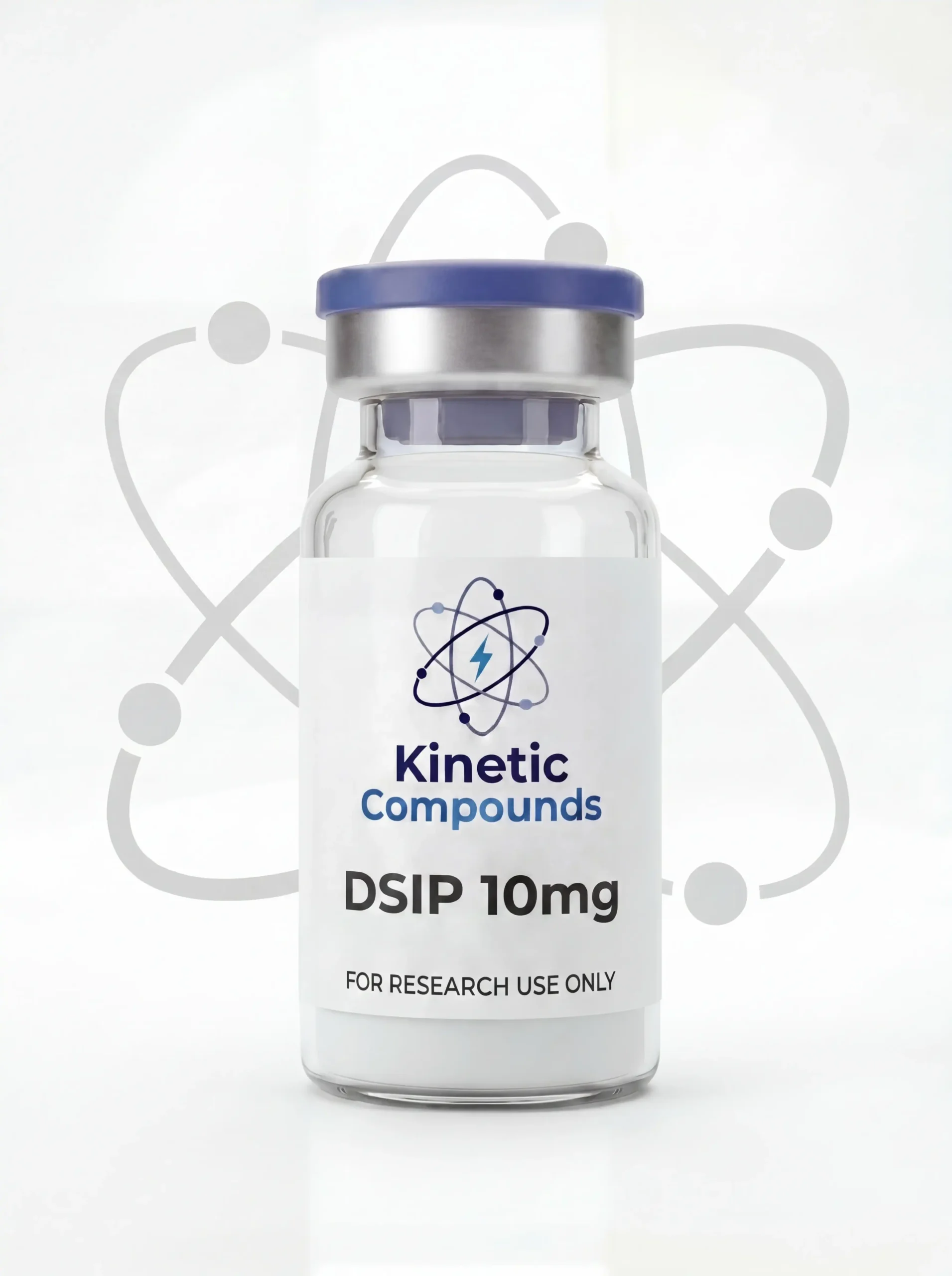 DSIP (Delta Sleep-Inducing Peptide) 10mg — Kinetic Compounds Kinetic Compounds DSIP 10mg lyophilized research peptide vial label