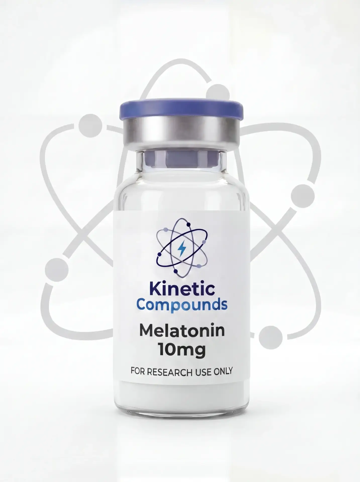Melatonin 10mg Research Grade — Kinetic Compounds Kinetic Compounds Melatonin 10mg lyophilized research compound vial label