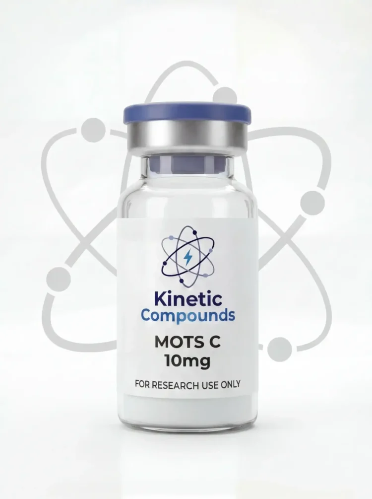 Kinetic Compounds MOTS-c 10mg lyophilized mitochondrial peptide vial label