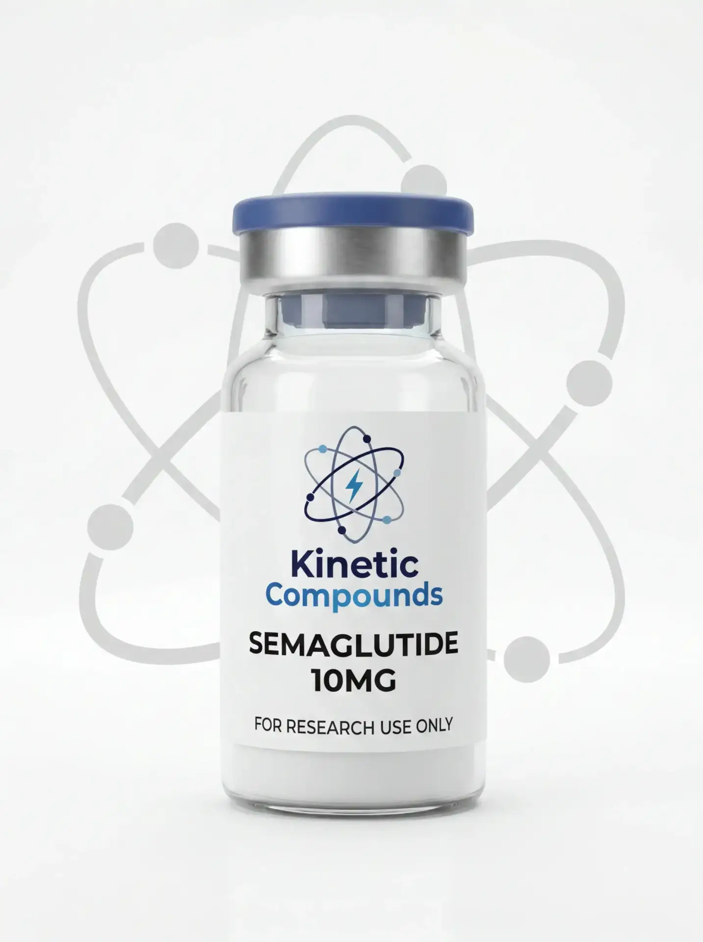 Semaglutide 10mg — Kinetic Compounds Kinetic Compounds Semaglutide 10mg lyophilized research peptide vial label