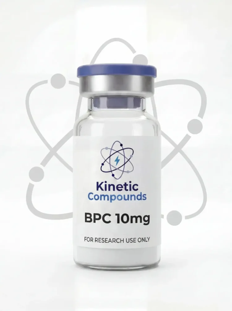 Kinetic Compounds BPC-157 10mg lyophilized research peptide vial label