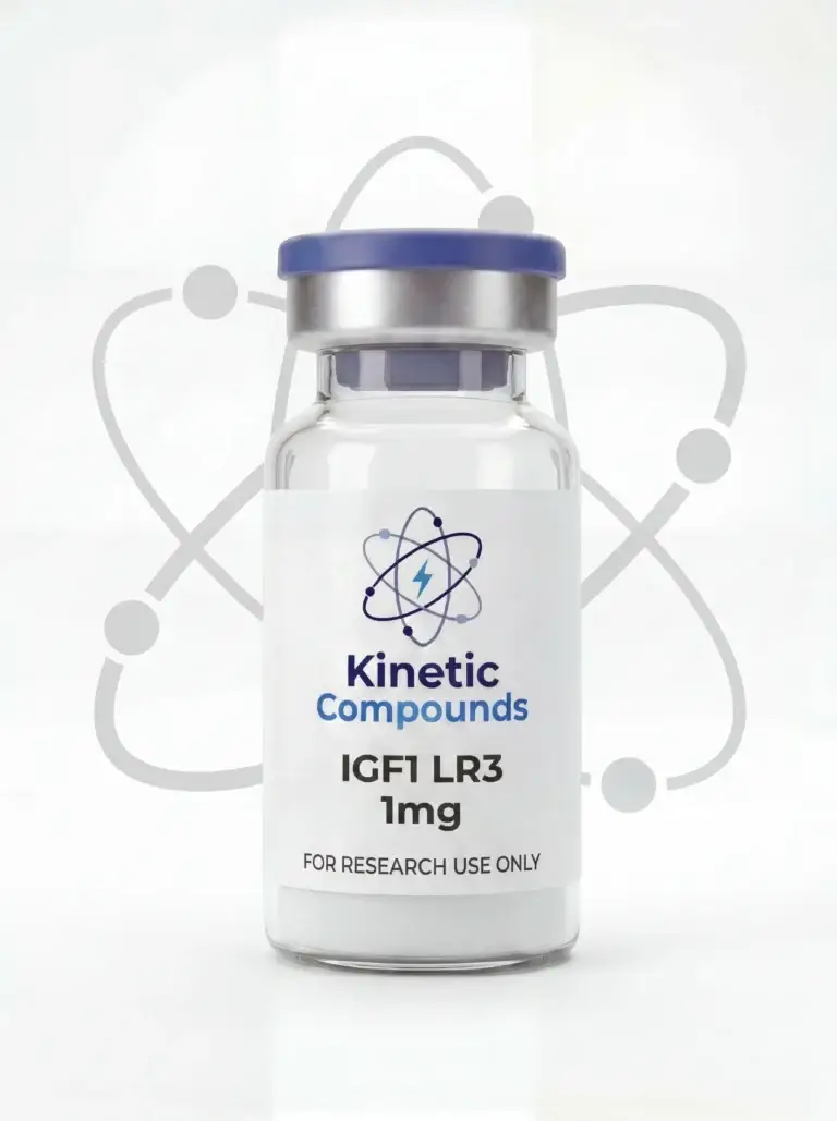 Kinetic Compounds IGF-1 LR3 1mg lyophilized recombinant research protein vial label