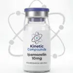 Kinetic Compounds Ipamorelin 10mg lyophilized research peptide vial label