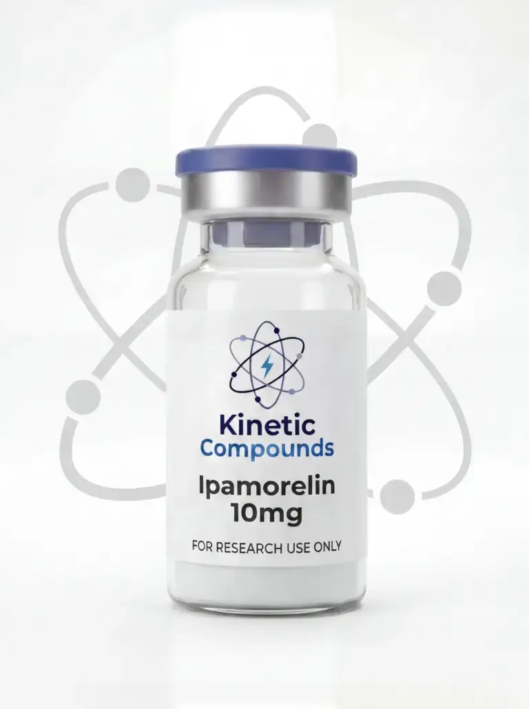 Kinetic Compounds Ipamorelin 10mg lyophilized research peptide vial label