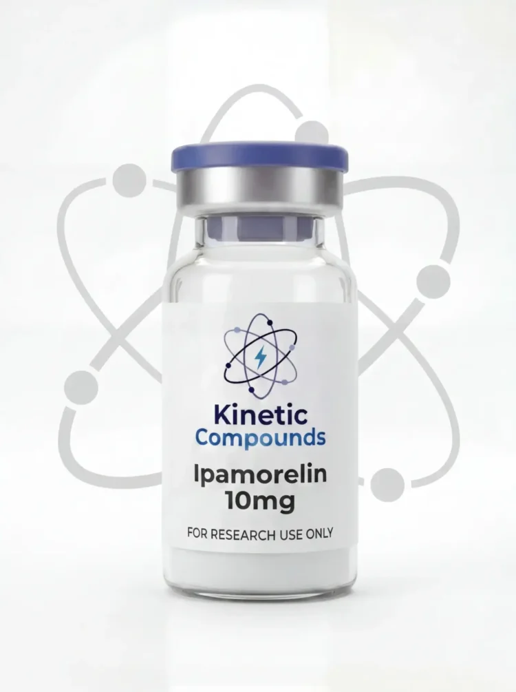 Kinetic Compounds Ipamorelin 10mg lyophilized research peptide vial label