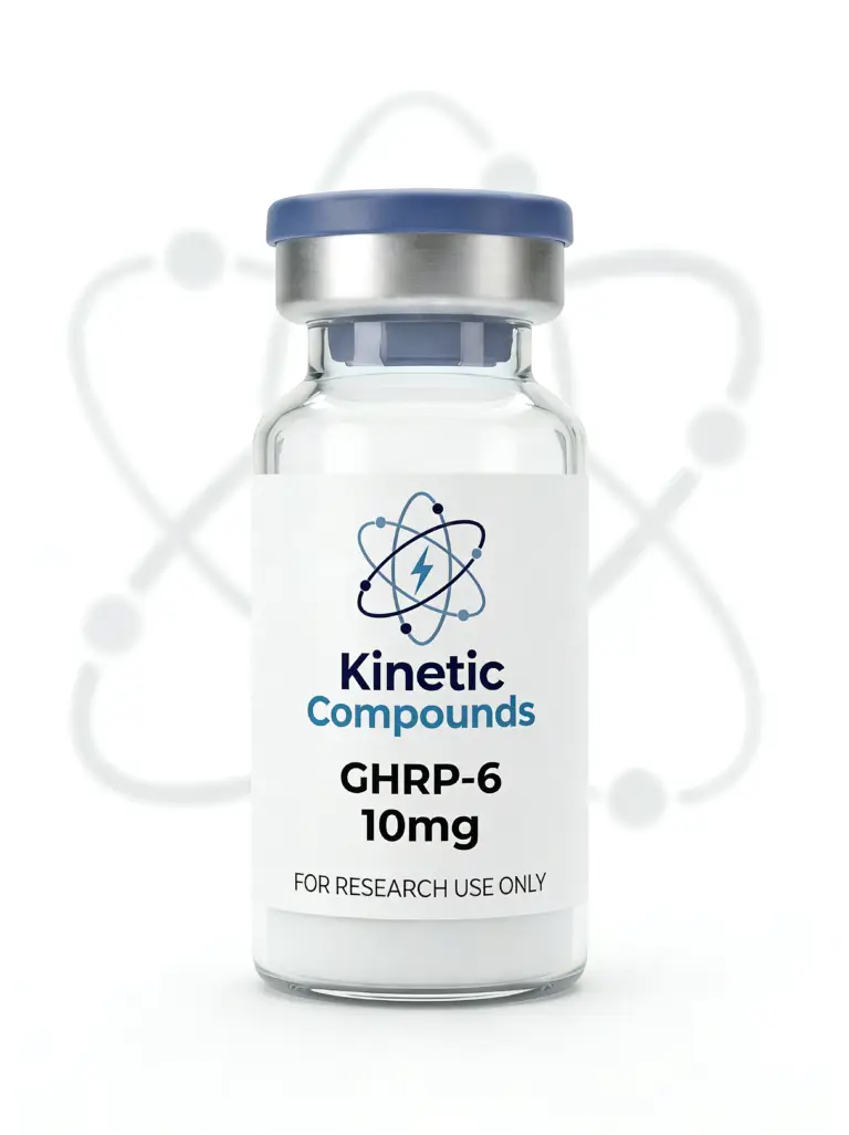 Kinetic Compounds GHRP-6 10mg lyophilized research peptide vial label
