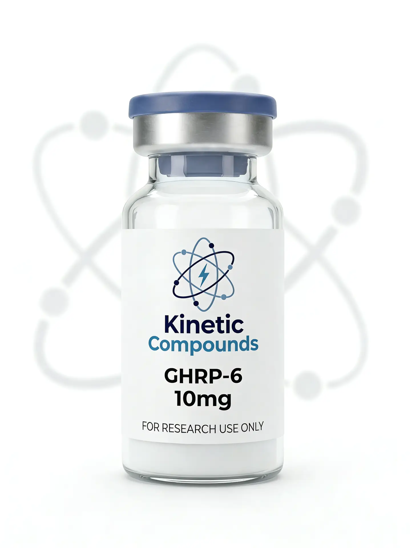 GHRP-6 10mg — Kinetic Compounds Kinetic Compounds GHRP-6 10mg lyophilized research peptide vial label